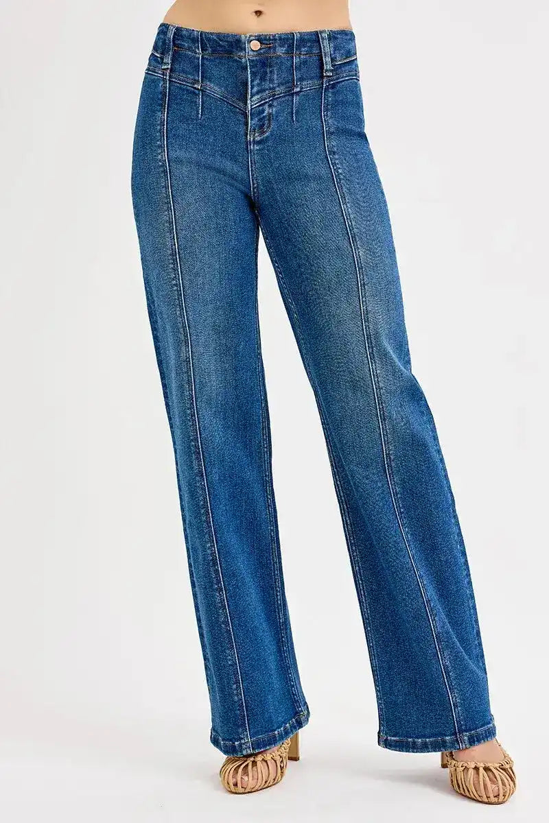 RISEN Seam Detail Wide Leg Jeans - Sleekdenim.com