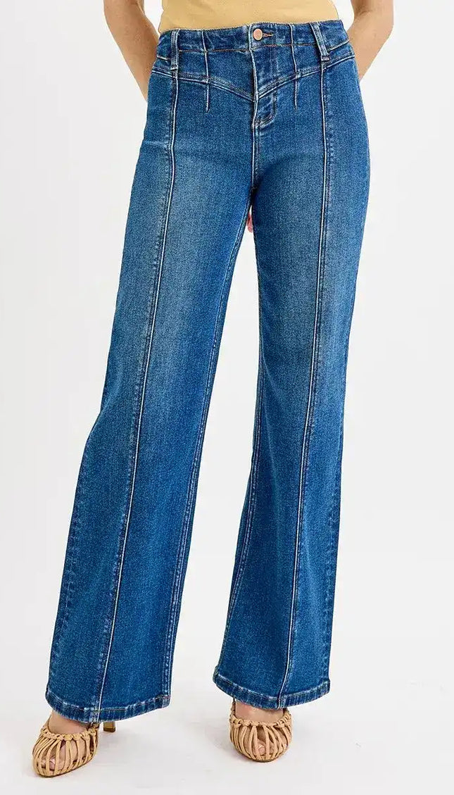 RISEN Seam Detail Wide Leg Jeans - Sleekdenim.com
