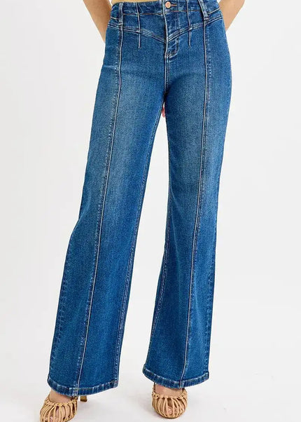 RISEN Seam Detail Wide Leg Jeans - Sleekdenim.com