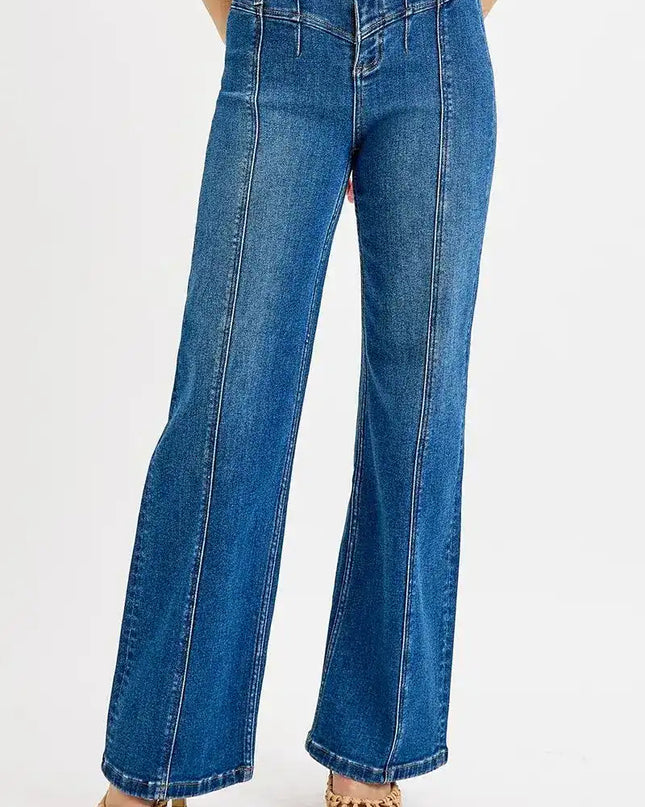 RISEN Seam Detail Wide Leg Jeans - Sleekdenim.com