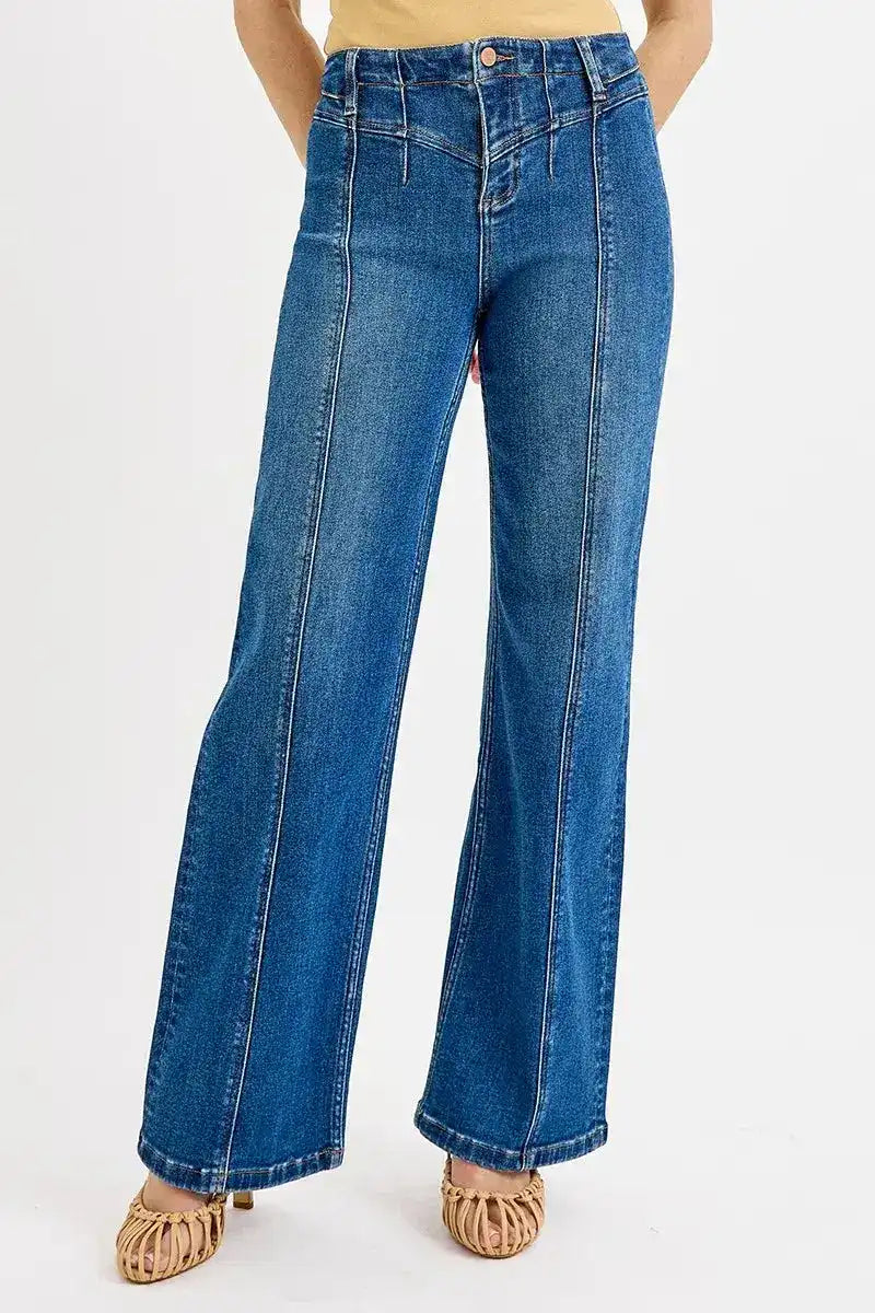RISEN Seam Detail Wide Leg Jeans - Sleekdenim.com