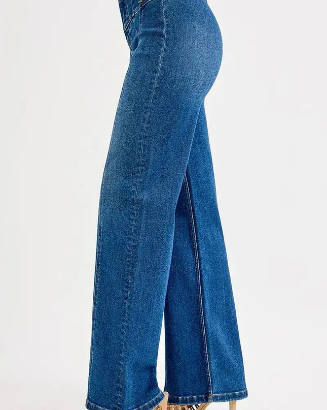 RISEN Seam Detail Wide Leg Jeans - Sleekdenim.com
