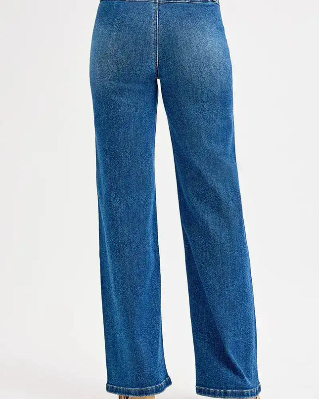 RISEN Seam Detail Wide Leg Jeans - Sleekdenim.com