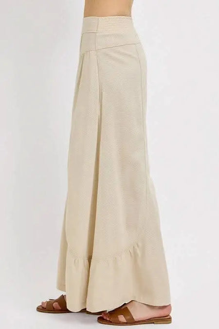 RISEN Shirring Detail Wide Leg Pants - Sleekdenim.com