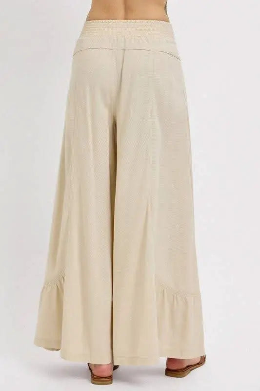 RISEN Shirring Detail Wide Leg Pants - Sleekdenim.com