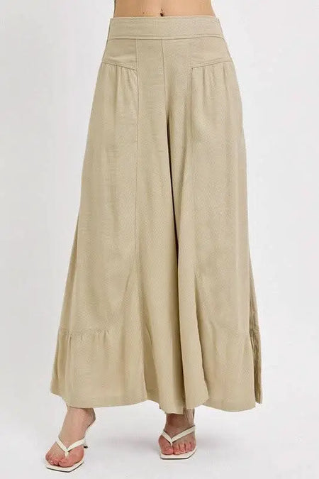 RISEN Shirring Detail Wide Leg Pants - Sleekdenim.com