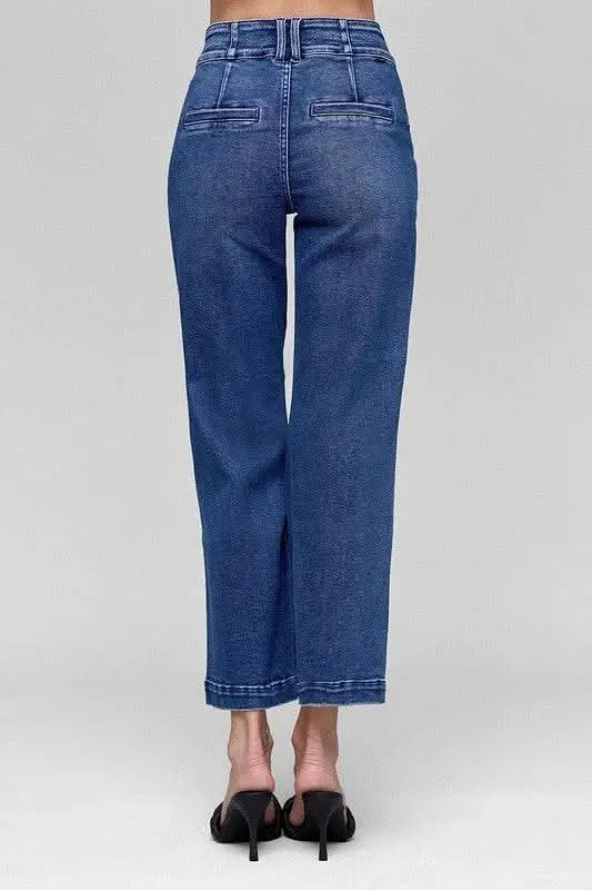 RISEN Tummy Control High Rise Crop Jeans - Sleekdenim.com