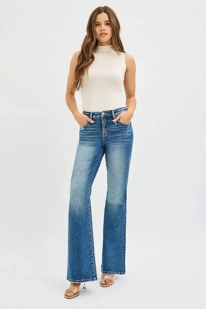RISEN Tummy Control High Rise Flare Jeans