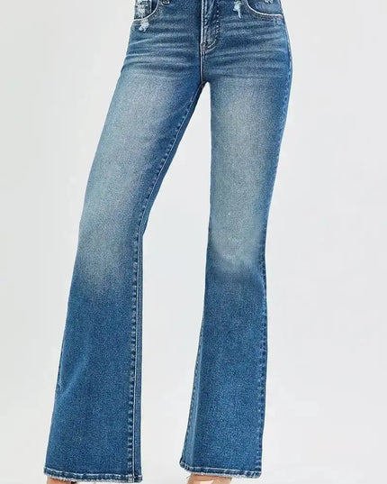 RISEN Tummy Control High Rise Flare Jeans - Sleekdenim.com