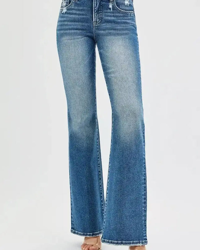 RISEN Tummy Control High Rise Flare Jeans - Sleekdenim.com