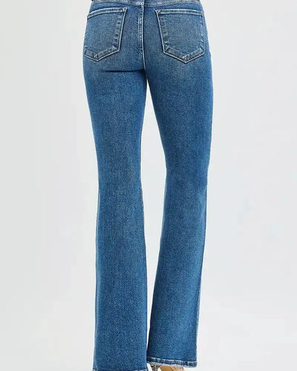 RISEN Tummy Control High Rise Flare Jeans - Sleekdenim.com