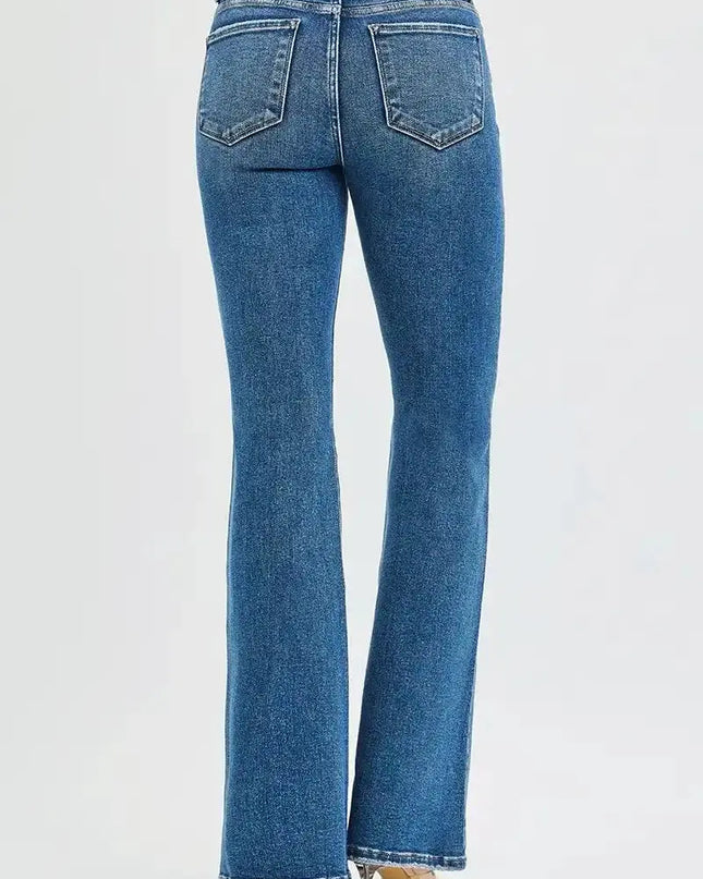 RISEN Tummy Control High Rise Flare Jeans - Sleekdenim.com