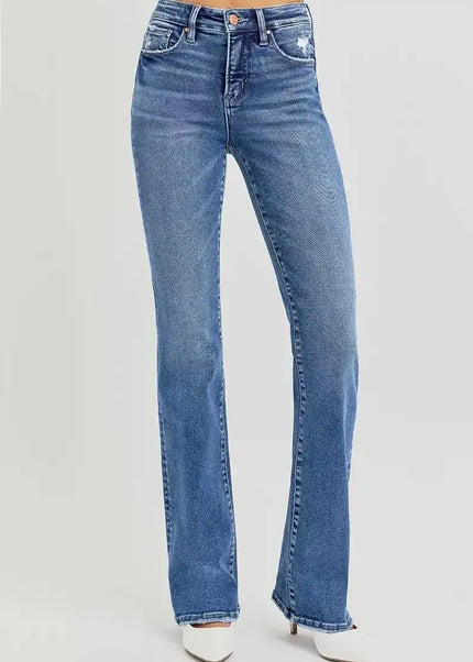 RISEN Tummy Control High Rise Straight Jeans - Sleekdenim.com