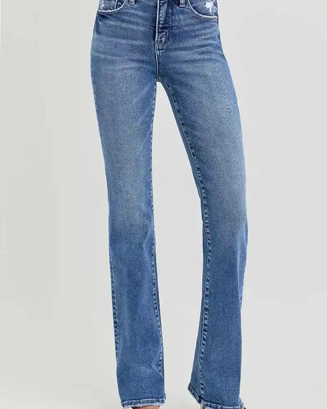 RISEN Tummy Control High Rise Straight Jeans - Sleekdenim.com