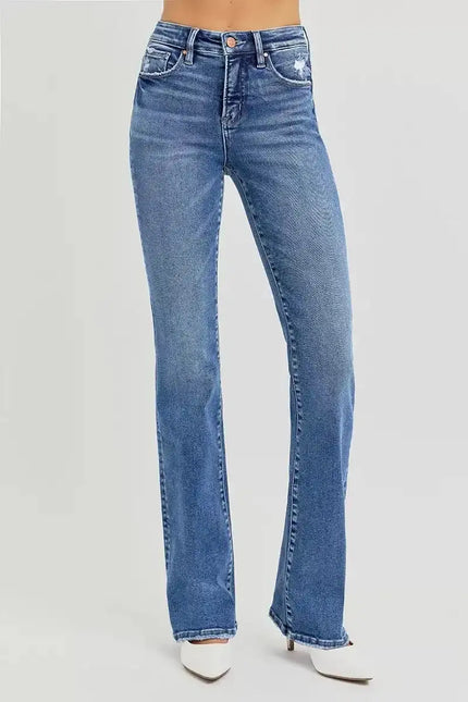 RISEN Tummy Control High Rise Straight Jeans - Sleekdenim.com