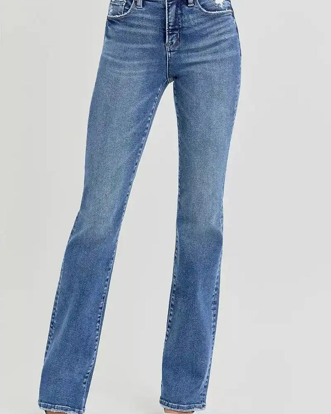 RISEN Tummy Control High Rise Straight Jeans - Sleekdenim.com