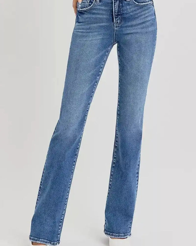 RISEN Tummy Control High Rise Straight Jeans - Sleekdenim.com