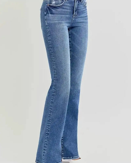RISEN Tummy Control High Rise Straight Jeans - Sleekdenim.com