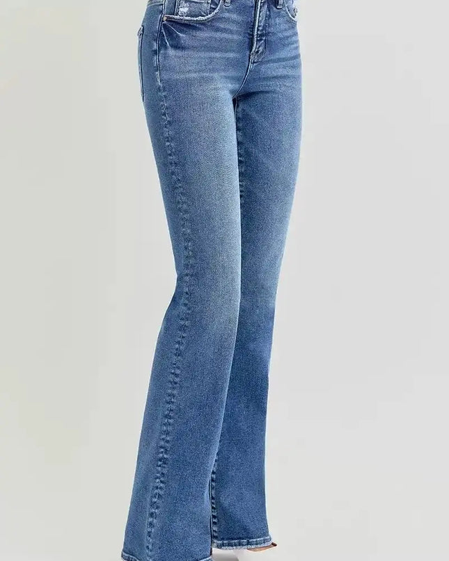 RISEN Tummy Control High Rise Straight Jeans - Sleekdenim.com