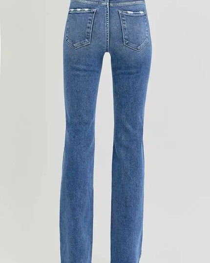 RISEN Tummy Control High Rise Straight Jeans - Sleekdenim.com