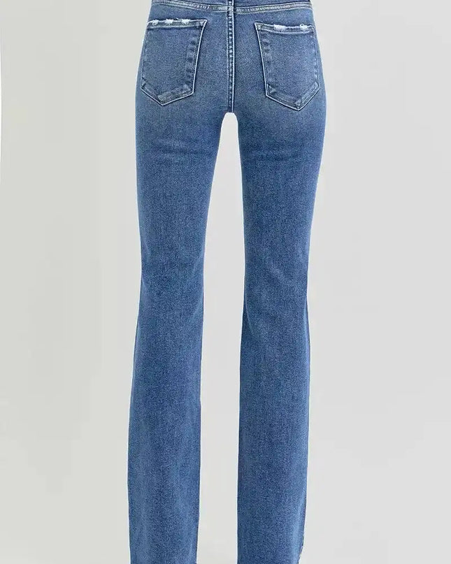 RISEN Tummy Control High Rise Straight Jeans - Sleekdenim.com