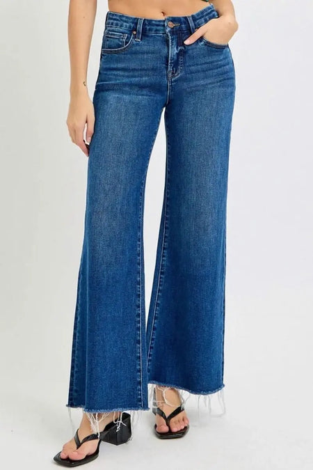 RISEN Tummy Control High Rise Wide Leg Jeans - Sleekdenim.com