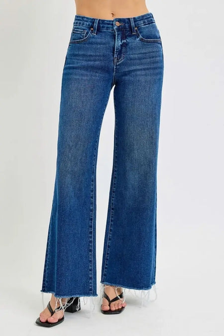 RISEN Tummy Control High Rise Wide Leg Jeans - Sleekdenim.com