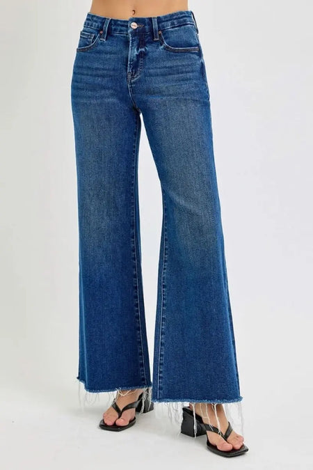 RISEN Tummy Control High Rise Wide Leg Jeans - Sleekdenim.com