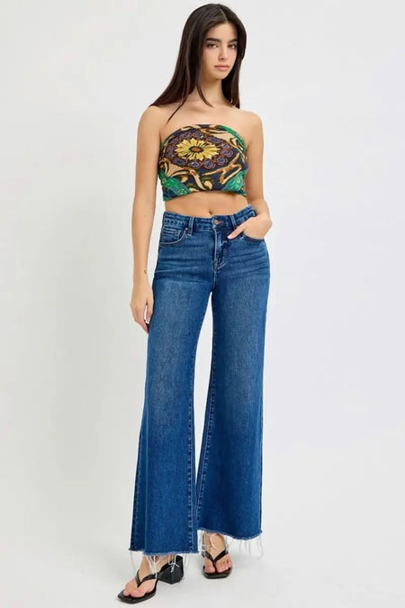 RISEN Tummy Control High Rise Wide Leg Jeans - Sleekdenim.com