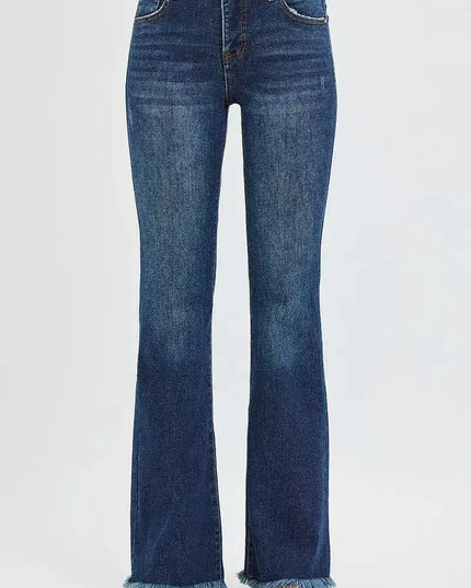 RISEN Tummy Control Mid Rise Flare Jeans - Sleekdenim.com