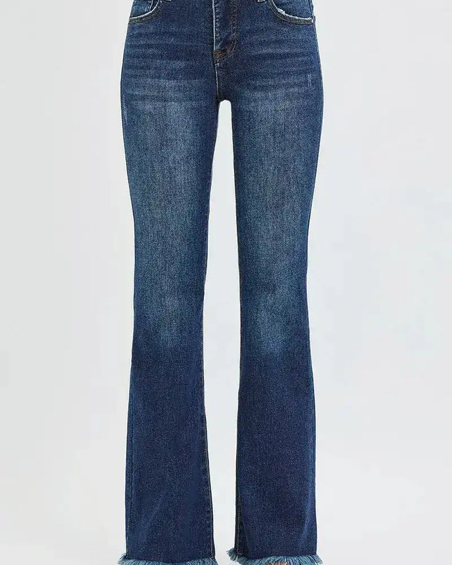 RISEN Tummy Control Mid Rise Flare Jeans - Sleekdenim.com