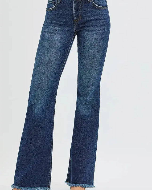 RISEN Tummy Control Mid Rise Flare Jeans - Sleekdenim.com