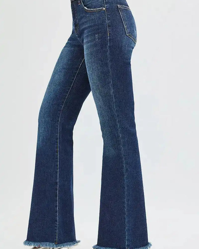RISEN Tummy Control Mid Rise Flare Jeans - Sleekdenim.com