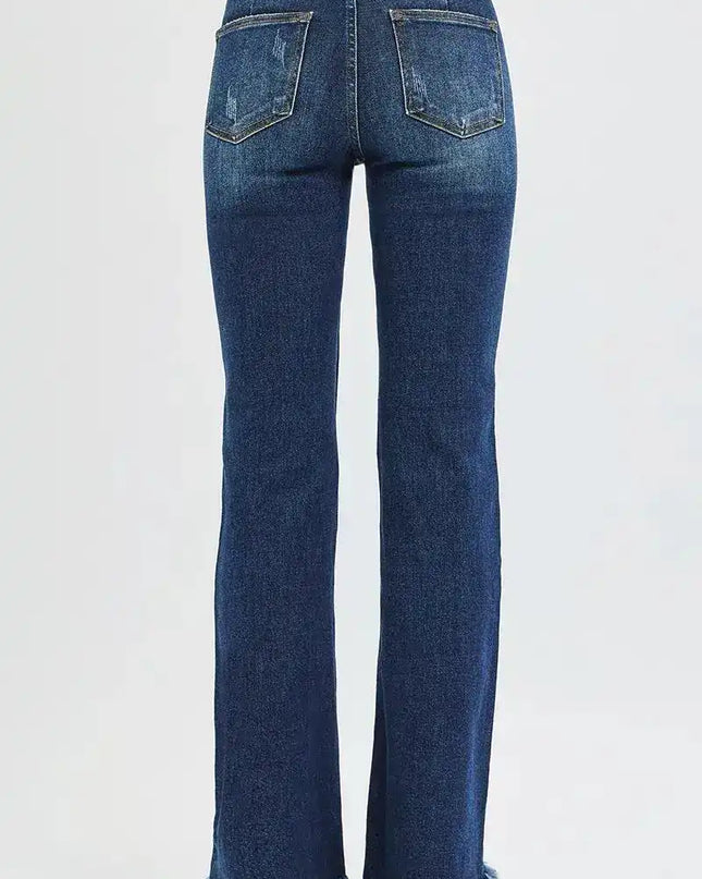 RISEN Tummy Control Mid Rise Flare Jeans - Sleekdenim.com