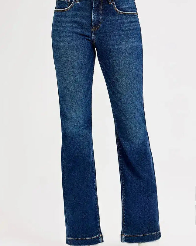 RISEN Tummy Control Mid Rise Flare Jeans - Sleekdenim.com
