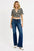 Risen Tummy Control Dark Wash Mid Rise Flare Jeans with No Distressing - PF21435