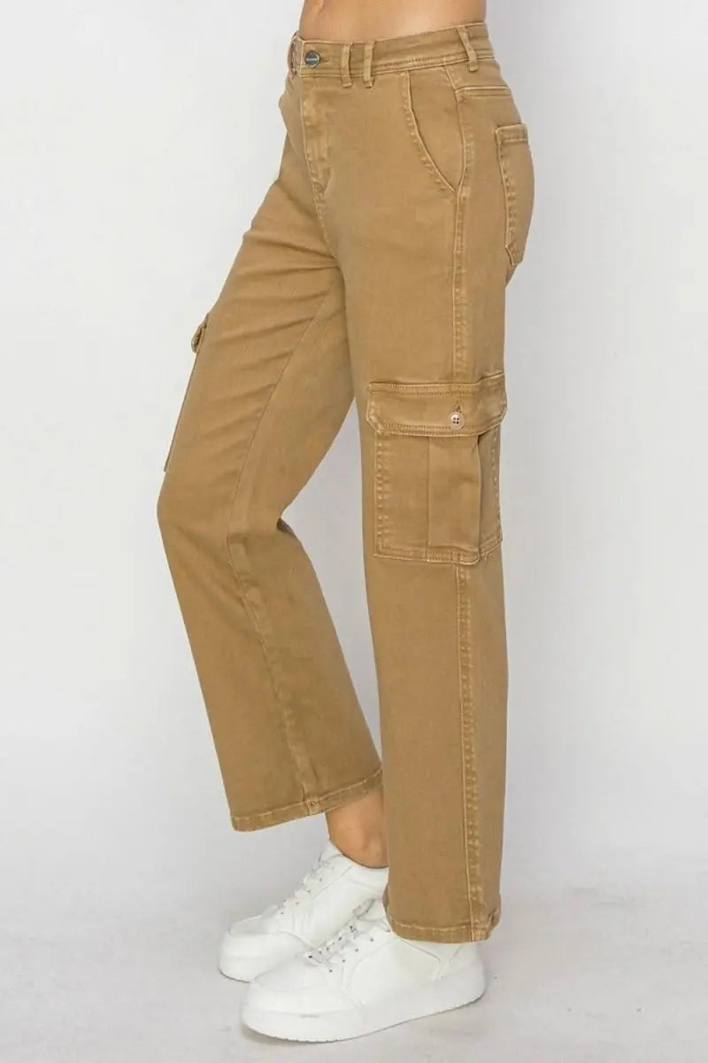 Risen Full Size High Rise Cargo Jeans - Sleekdenim.com