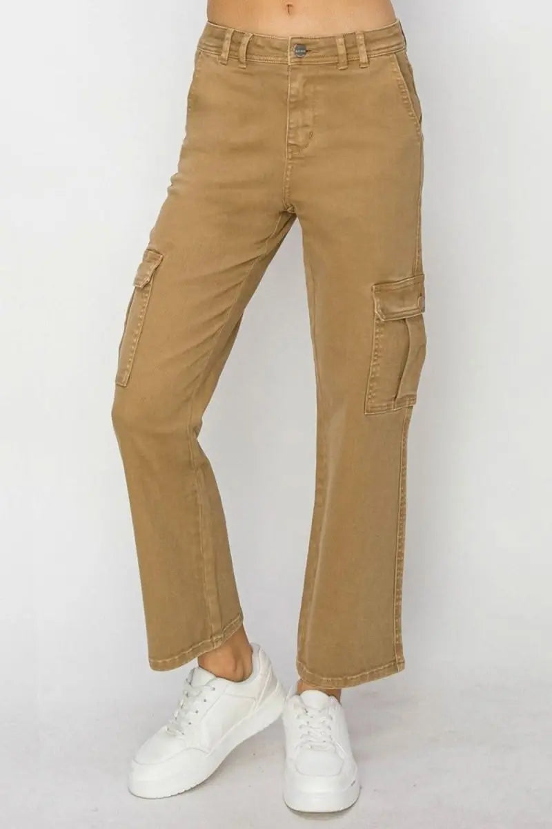 Risen Full Size High Rise Cargo Jeans - Sleekdenim.com