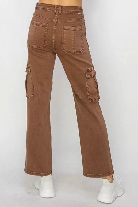 Risen Full Size High Rise Cargo Jeans - Sleekdenim.com