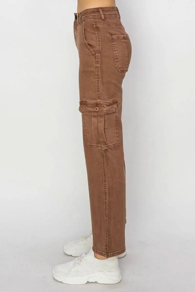 Risen Full Size High Rise Cargo Jeans - Sleekdenim.com