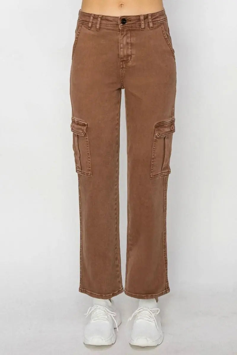 Risen Full Size High Rise Cargo Jeans - Sleekdenim.com