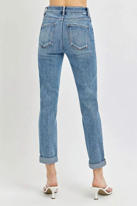 Risen Full Size High Rise Cropped Roll Up Jeans - Sleekdenim.com