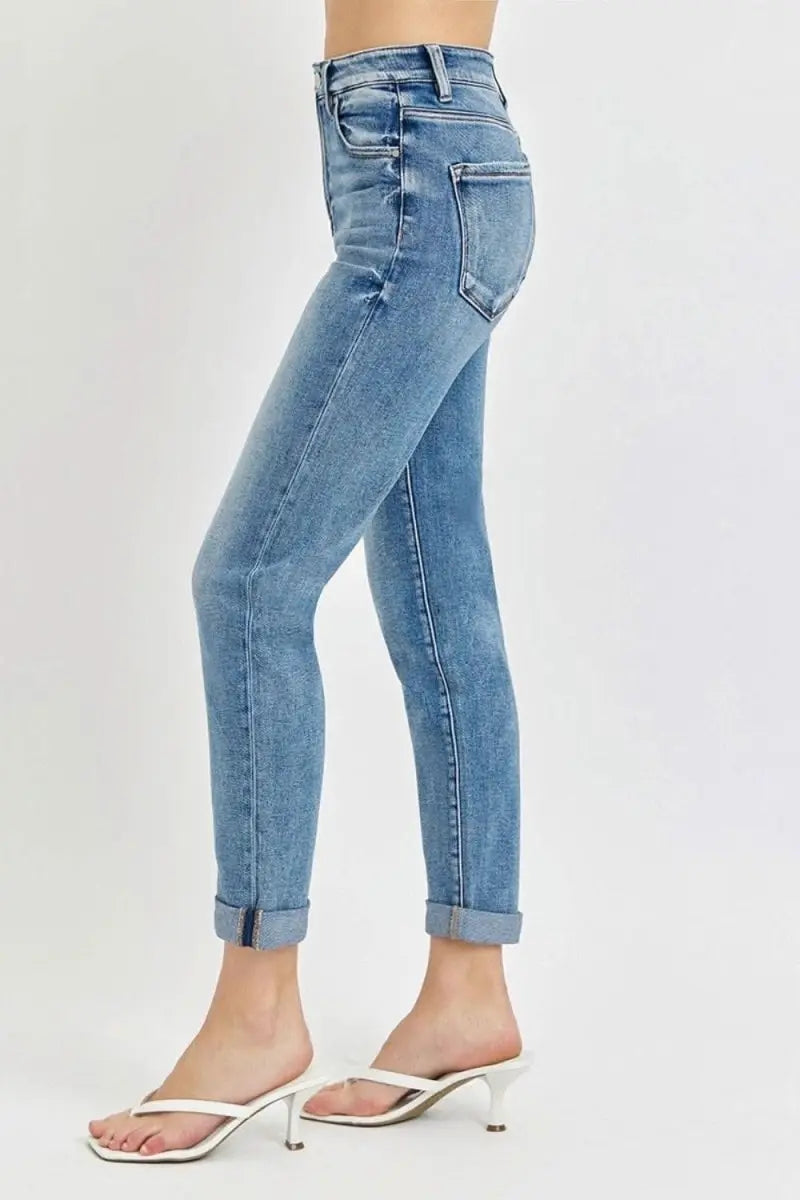 Risen Full Size High Rise Cropped Roll Up Jeans - Sleekdenim.com