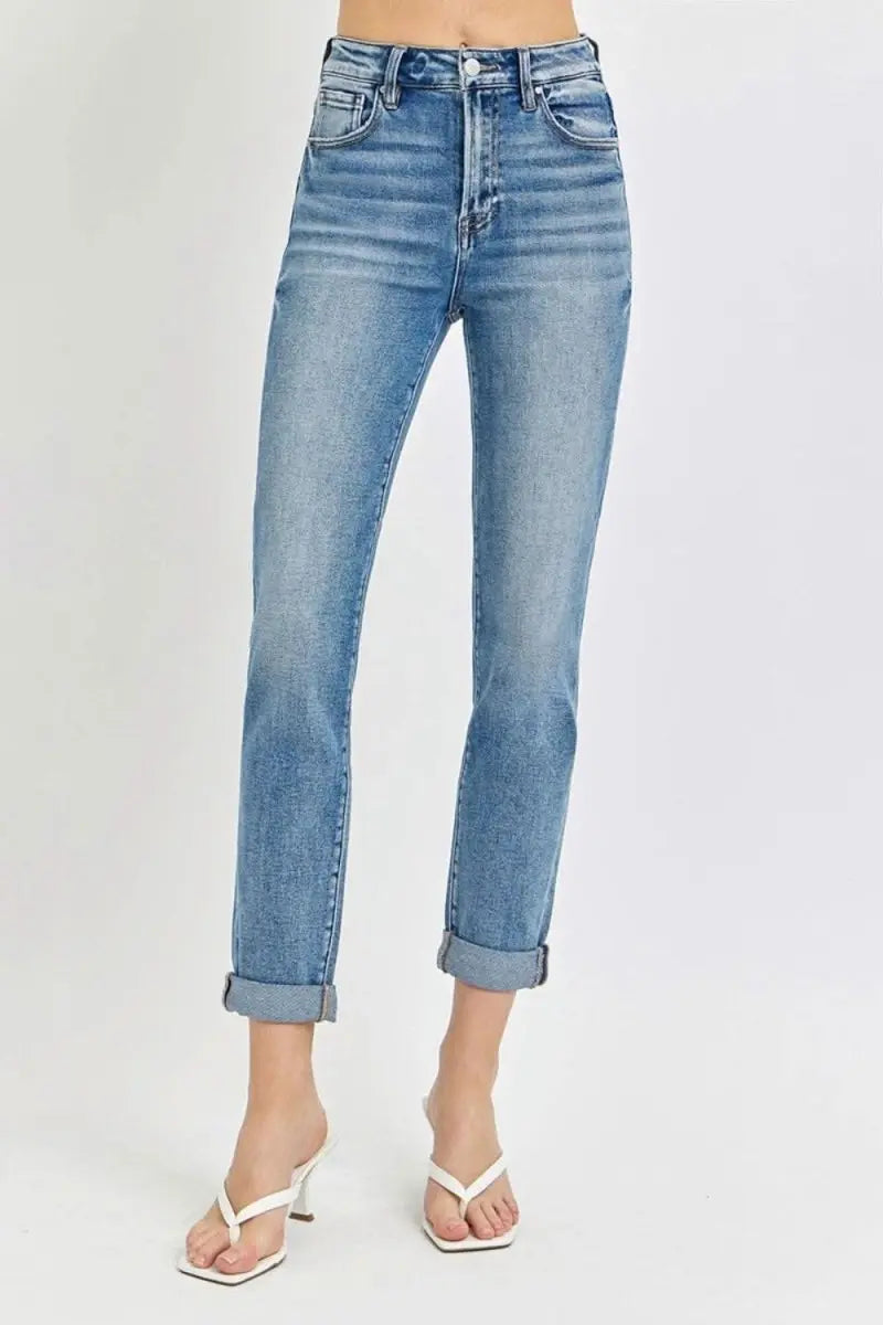 Risen Full Size High Rise Cropped Roll Up Jeans - Sleekdenim.com