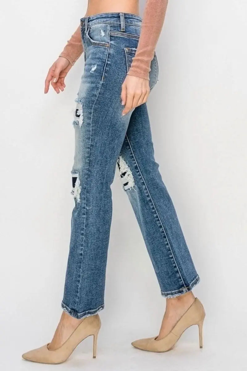 Risen Full Size High Rise Distressed Ankle Flare Jeans - Sleekdenim.com