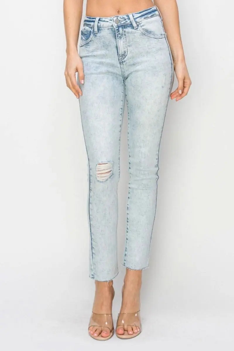 Risen Full Size High Rise Distressed Skinny Jeans - Sleekdenim.com