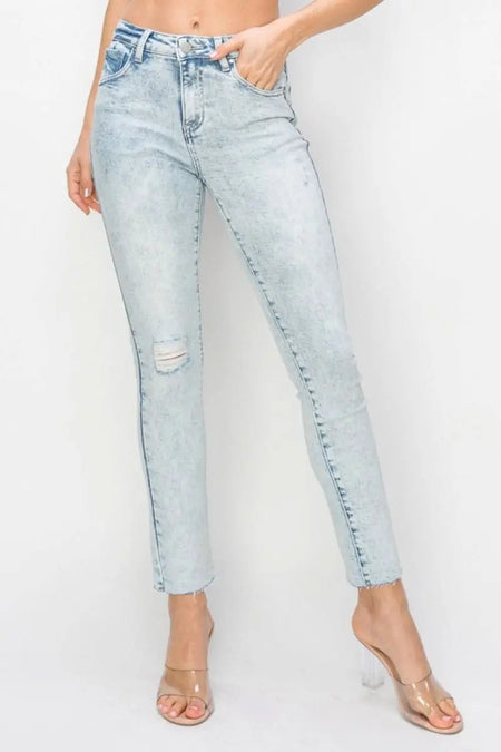 Risen Full Size High Rise Distressed Skinny Jeans - Sleekdenim.com