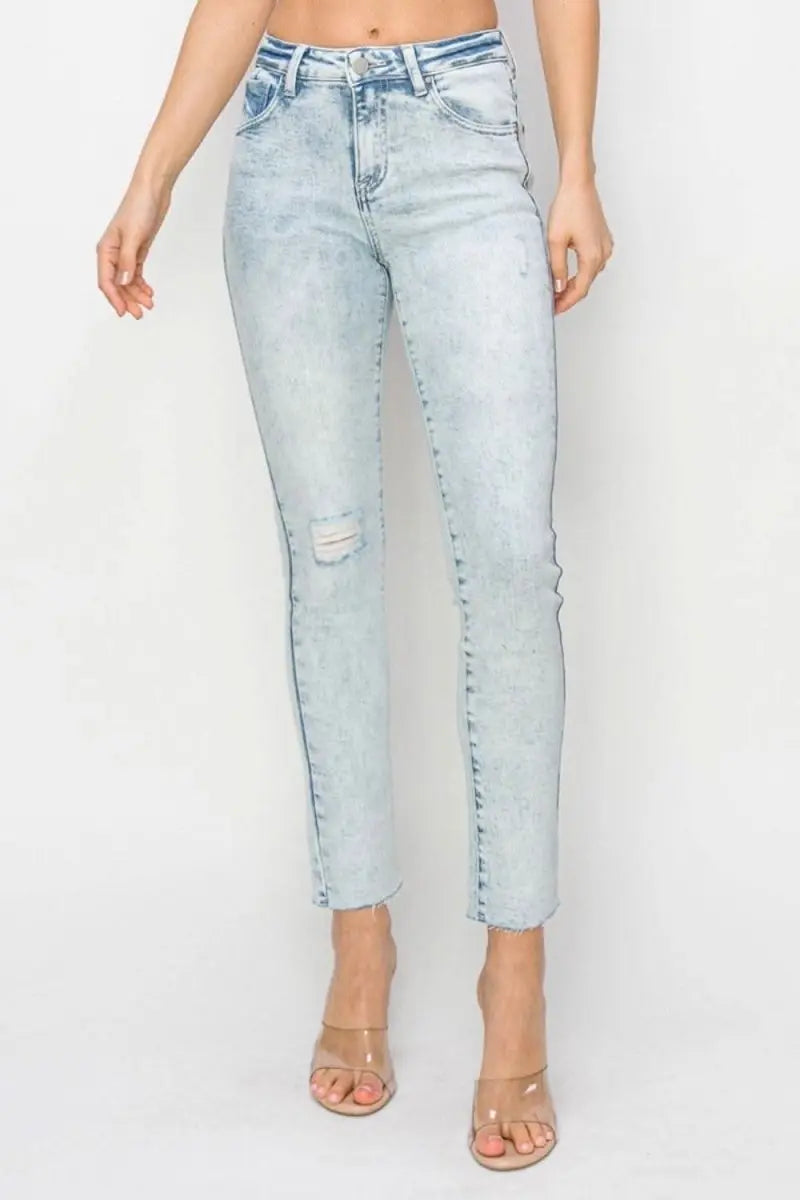 Risen Full Size High Rise Distressed Skinny Jeans - Sleekdenim.com