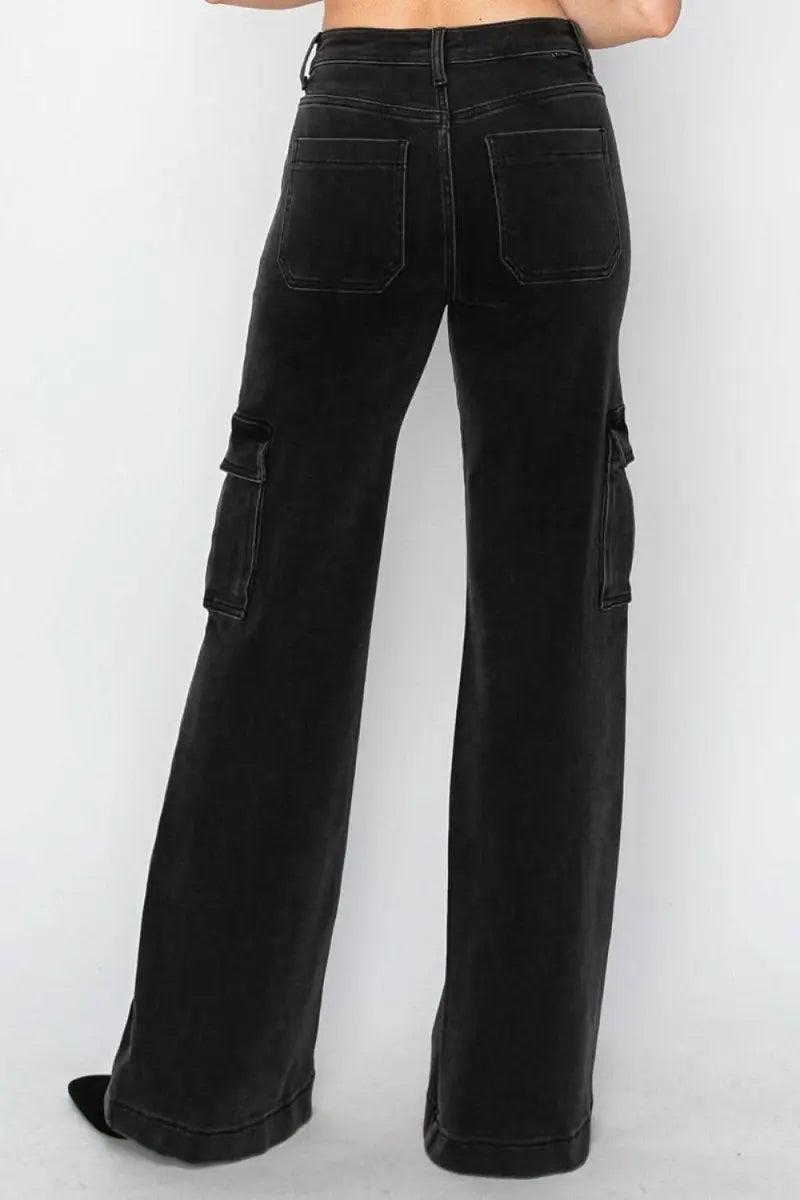 Risen Full Size High Rise Wide Leg Cargo Jeans - Sleekdenim.com