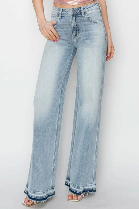 Risen Full Size High Rise Wide Leg Jeans - Sleekdenim.com